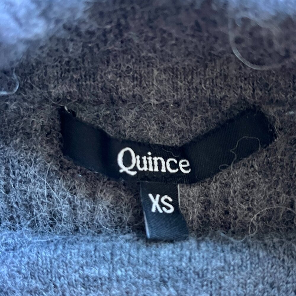 Quince Merino Alpaca Blend Ribbed Mock Neck Sweater Gray Size XS Soft Cozy - Picture 2 of 6